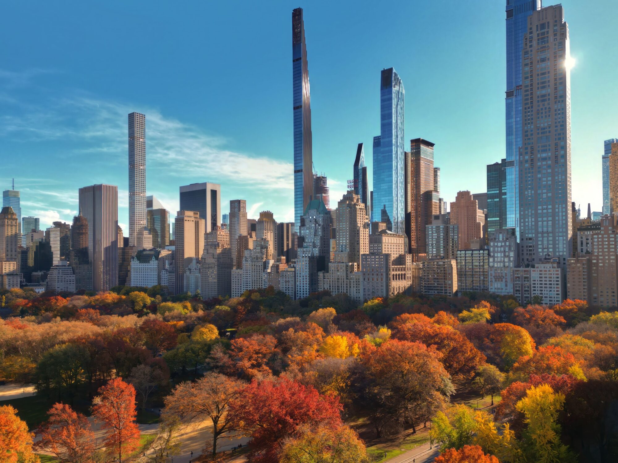 NYC skyline in fall