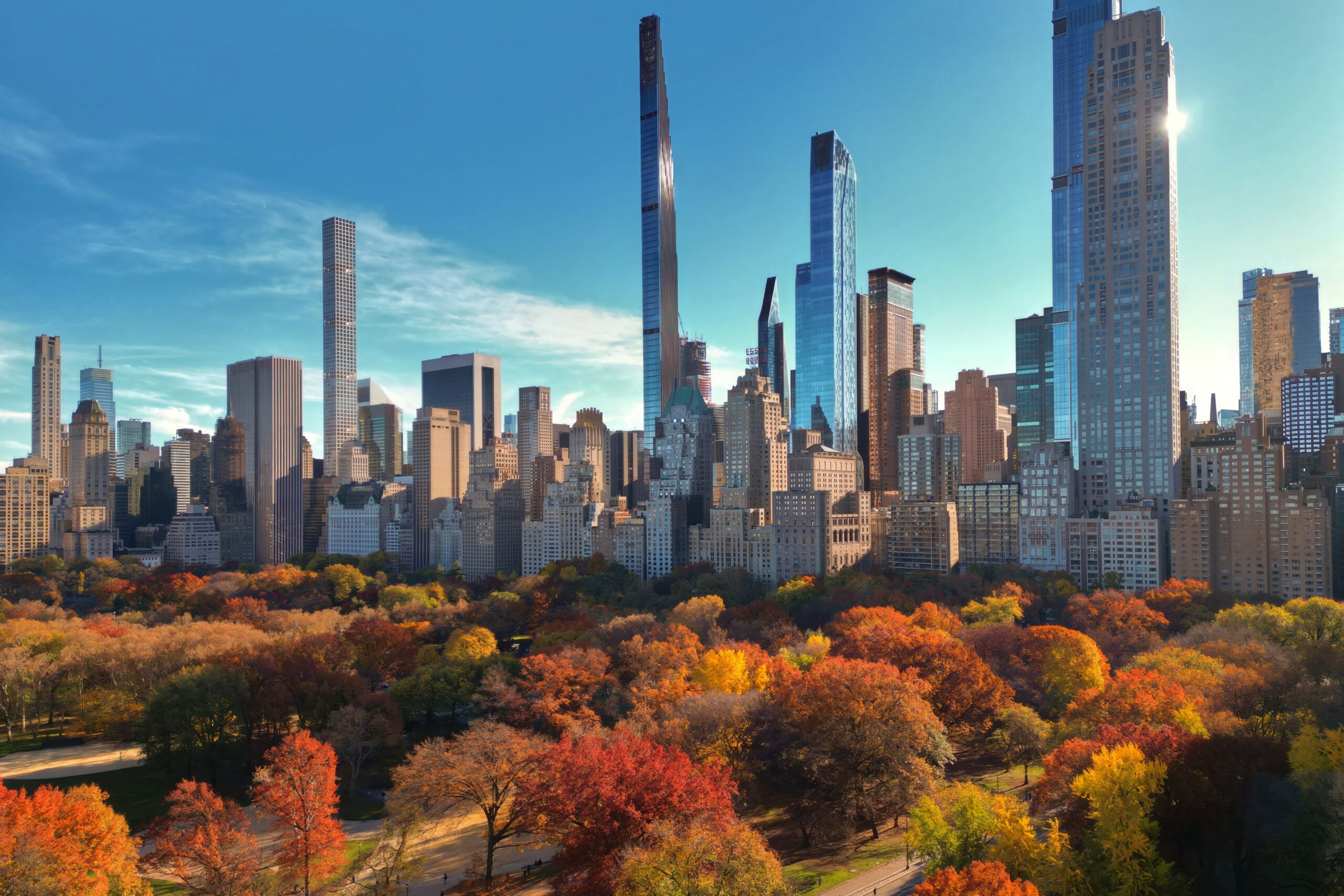 NYC skyline in fall